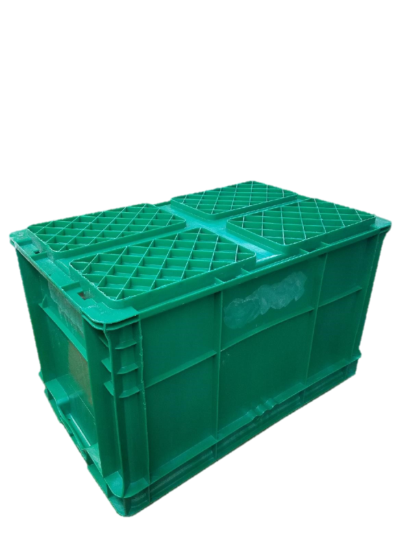 Used HPJ Industries  24" x 15" x 14" Green Hand Tote Reinforced Bottom - Image 2
