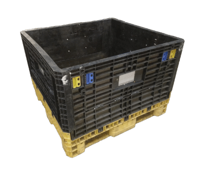Reconditioned HPJ Industries 45" x 48" x 34" Yellow Base Black Wall All Good Runner Bulk Container