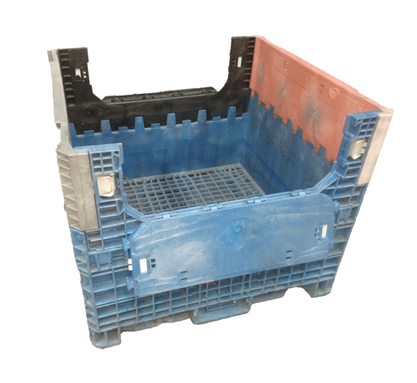 Reconditioned HPJ Industries 45" x 48" x 39" Mixed Color Storage Bottom Bulk Container - Image 3
