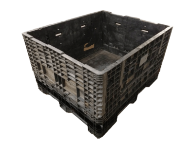 Reconditioned HPJ Industries 57" x 48" x 34" All Black All Good Runner Bulk Container - 2 Drop Doors 57" Side
