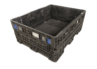 Reconditioned HPJ Industries 62" x 48" x 25" All Black Bulk Container - 2 Drop Doors 48" Side