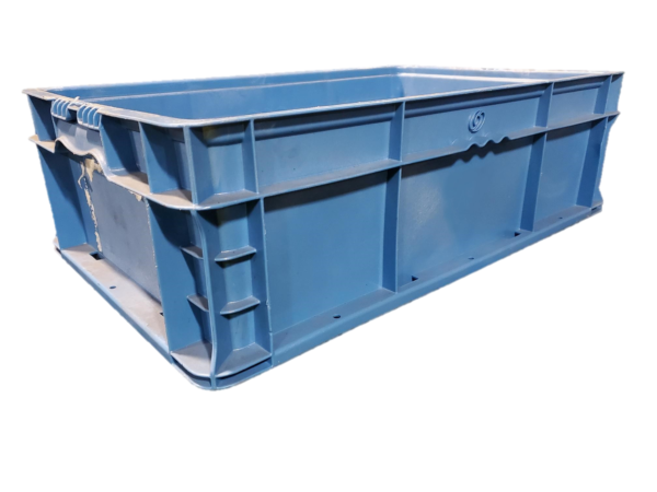 Used HPJ Industries  24" x 15" x 7" Blue Hand Tote Smooth Bottom - Image 3