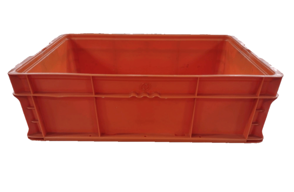 Used HPJ Industries  24" x 15" x 7" Orange Hand Tote Smooth Bottom - Image 3