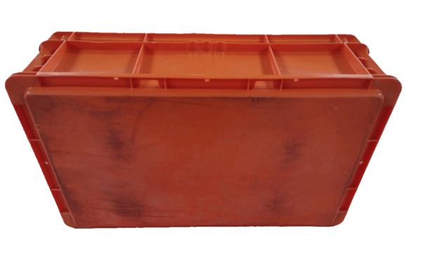 Used HPJ Industries  24" x 15" x 7" Orange Hand Tote Smooth Bottom - Image 2