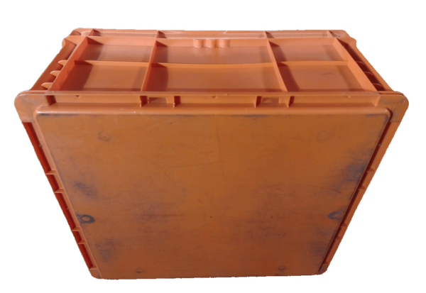 Used HPJ Industries  24" x 22" x 11" Orange Hand Tote Smooth Bottom - Image 3