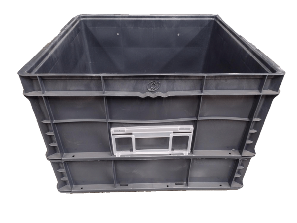 Used HPJ Industries  24" x 22" x 16" Gray Cut/Weld Hand Tote Reinforced Bottom - Image 4