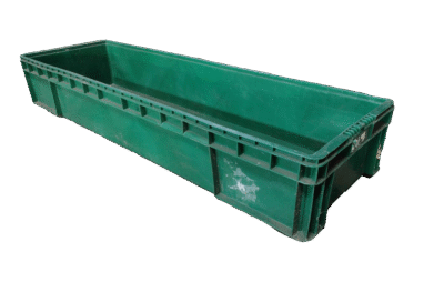 Used HPJ Industries 48" x 15" x 7" Green Hand Tote Smooth Bottom