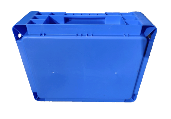 New Schaefer 15" x 12" x 5" Blue Hand Tote Smooth Bottom - Image 3