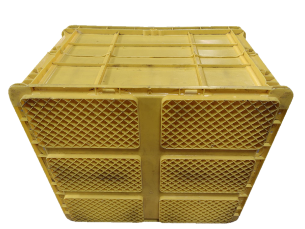 Used HPJ Industries  24" x 22" x 16" Yellow Cut/Weld Hand Tote Reinforced Bottom - Image 3