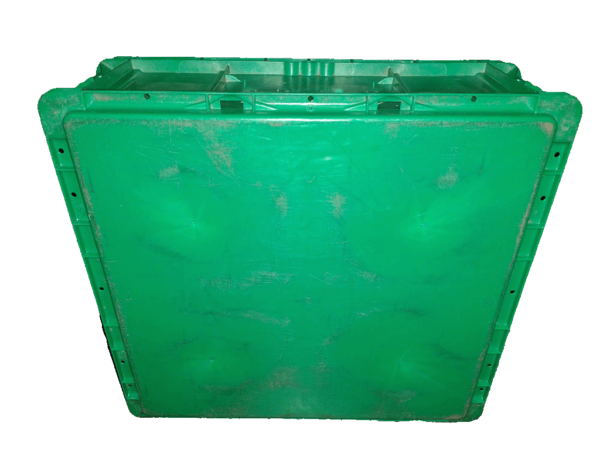 Used HPJ Industries  24" x 22" x 9" Green Hand Tote Smooth Bottom - Image 2