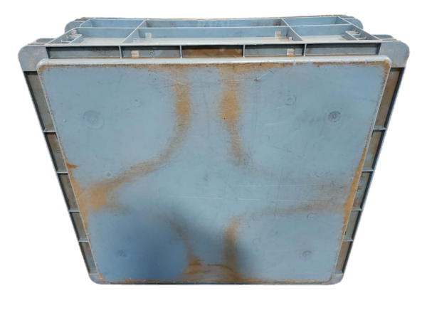 Used HPJ Industries  24" x 22" x 11" Blue Hand Tote Smooth Bottom - Image 2