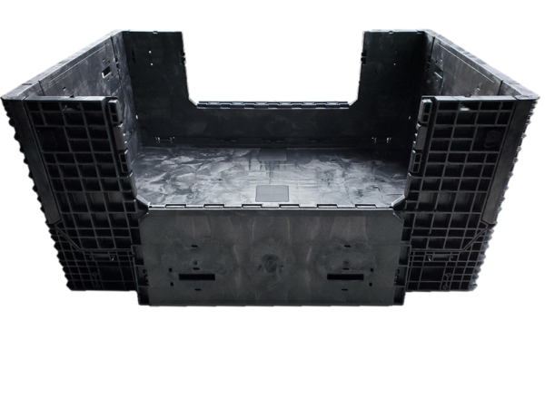 New Buckhorn 70" x 48" x 34" All Black Bulk Container - 4 Drop Doors - Image 4