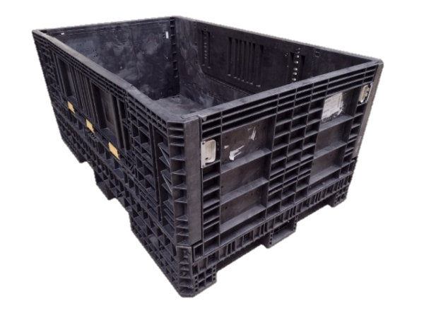 Reconditioned HPJ Industries 78" x 48" x 34" All Black Bulk Container - 2 Drop Doors