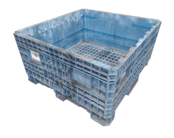 Reconditioned HPJ Industries 45" x 48" x 25" All Blue Fixed Wall Bulk Container
