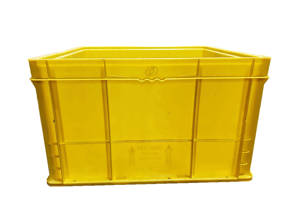 Used HPJ Industries  24" x 22" x 14" Yellow Hand Tote Reinforced Bottom - Image 3