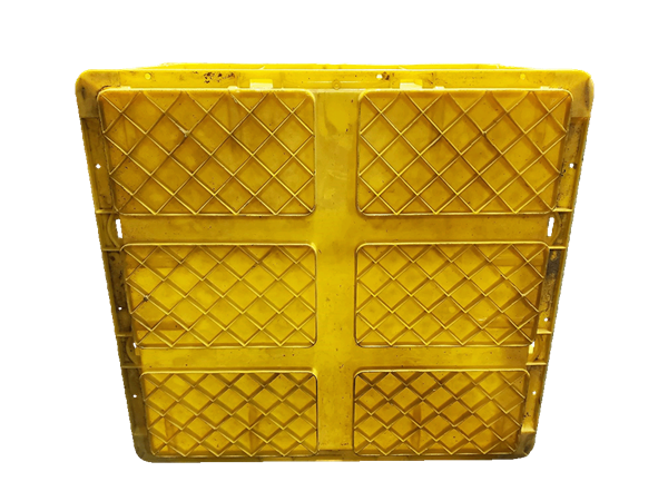 Used HPJ Industries  24" x 22" x 14" Yellow Hand Tote Reinforced Bottom - Image 2