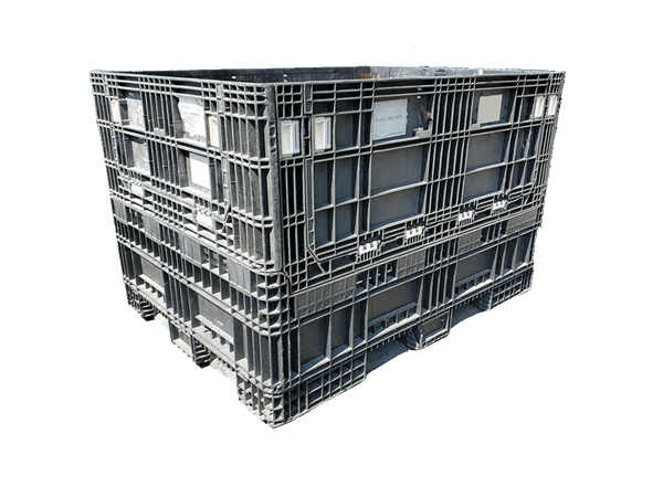 Reconditioned HPJ Industries 64" x 48" x 42" All Black Bulk Container - 4 Drop Doors