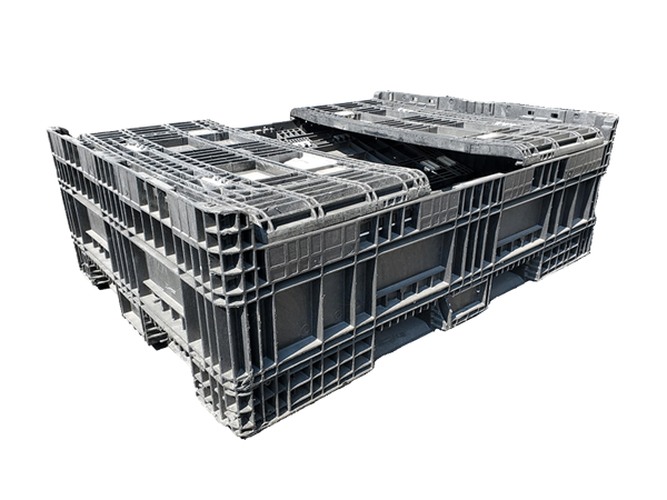 Reconditioned HPJ Industries 64" x 48" x 42" All Black Bulk Container - 4 Drop Doors - Image 3