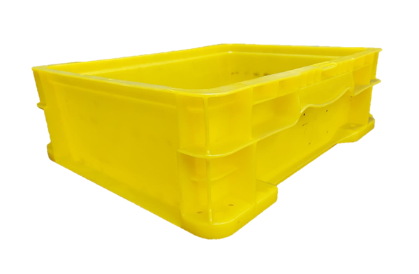 Used HPJ Industries  15" x 12" x 5" Yellow Hand Tote Smooth Bottom