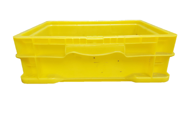 Used HPJ Industries  15" x 12" x 5" Yellow Hand Tote Smooth Bottom - Image 3