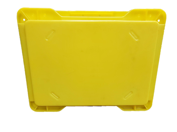 Used HPJ Industries  15" x 12" x 5" Yellow Hand Tote Smooth Bottom - Image 2