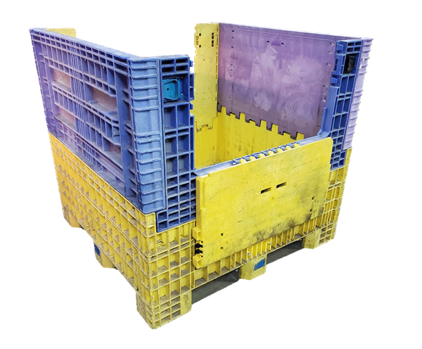Reconditioned HPJ Industries 45" x 48" x 44" Mixed Color All Good Runner Bulk Container - Image 3