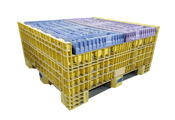 Reconditioned HPJ Industries 45" x 48" x 44" Mixed Color All Good Runner Bulk Container - Image 2