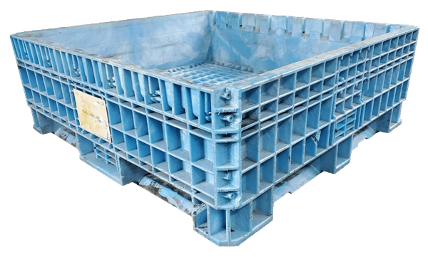 Reconditioned HPJ Industries 45" x 48" x 17" All Blue Fixed Wall Bulk Container - Image 3