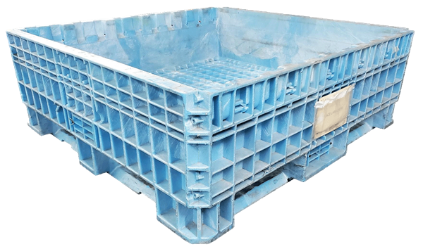Reconditioned HPJ Industries 45" x 48" x 17" All Blue Fixed Wall Bulk Container