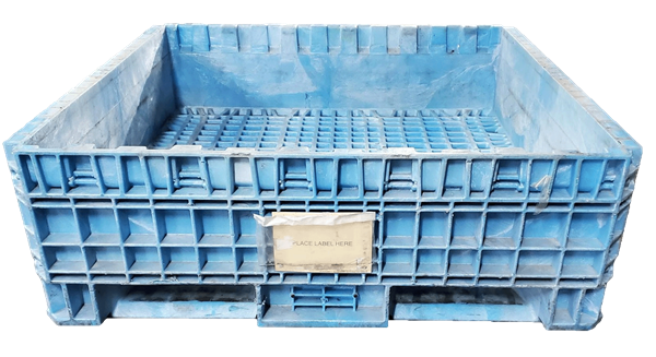 Reconditioned HPJ Industries 45" x 48" x 17" All Blue Fixed Wall Bulk Container - Image 2
