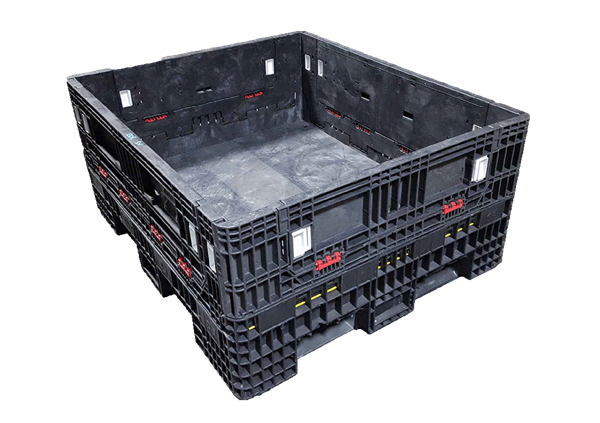 Reconditioned HPJ Industries 56" x 48" x 25" All Black All Good Runner Bulk Container - 4 Drop Doors - Image 3