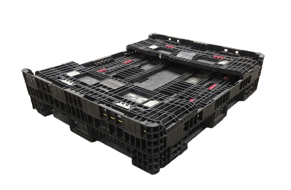 Reconditioned HPJ Industries 56" x 48" x 25" All Black All Good Runner Bulk Container - 4 Drop Doors - Image 2