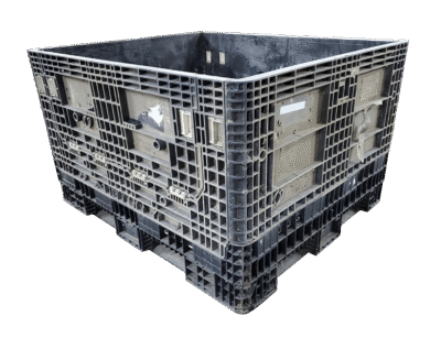 Reconditioned HPJ Industries 56" x 48" x 34" All Black All Good Runner Bulk Container - 2 Drop Doors 56" Side