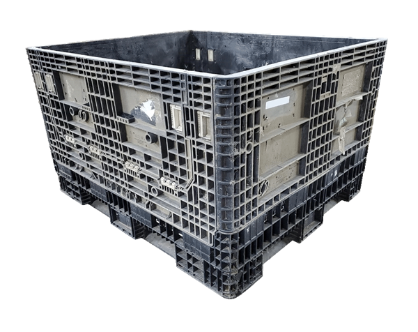 Reconditioned HPJ Industries 56" x 48" x 34" All Black All Good Runner 56" Side Bulk Container - 2 Drop Doors