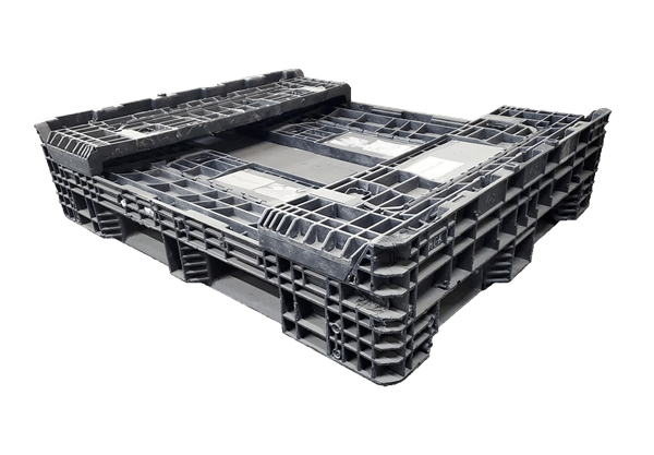 Reconditioned HPJ Industries 57" x 48" x 25" All Black Bulk Container - 4 Drop Doors - Image 2