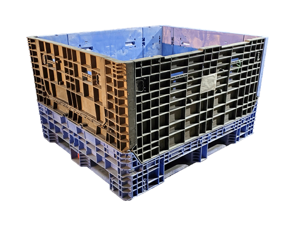 Reconditioned HPJ Industries 57" x 48" x 25" Mixed Color 48" Side Bulk Container - 2 Drop Doors