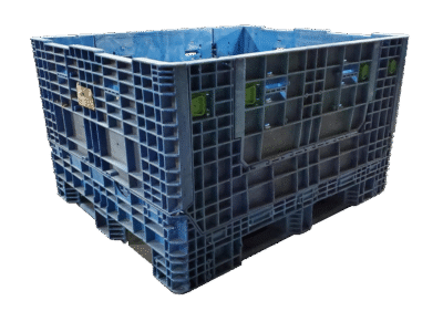 Reconditioned HPJ Industries 57" x 48" x 34" Mixed Color Bulk Container - 2 Drop Doors 57" Side