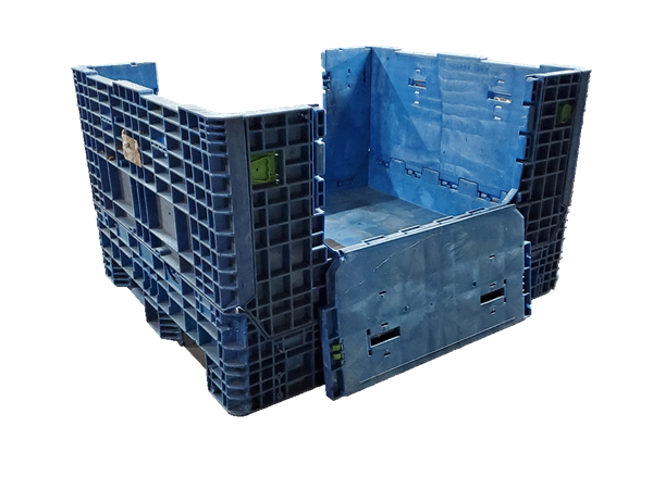 Reconditioned HPJ Industries 57" x 48" x 34" Mixed Color 57" Side Bulk Container - 2 Drop Doors - Image 3
