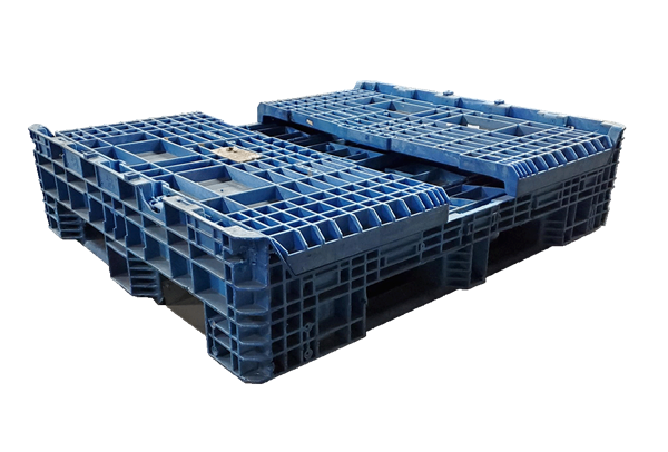 Reconditioned HPJ Industries 57" x 48" x 34" Mixed Color 57" Side Bulk Container - 2 Drop Doors - Image 2