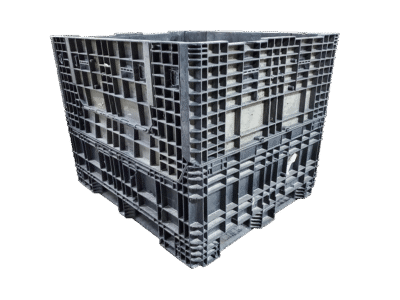 Reconditioned HPJ Industries 57" x 48" x 44" All Black All Good Runner Bulk Container - 2 Drop Doors