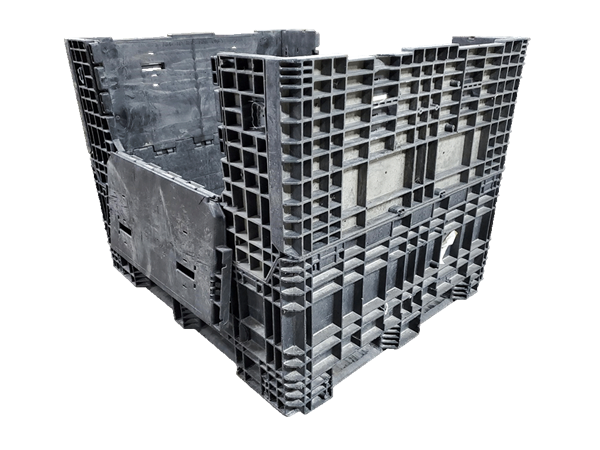 Reconditioned HPJ Industries 57" x 48" x 44" All Black Bulk Container - 2 Drop Doors - Image 3