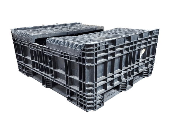 Reconditioned HPJ Industries 57" x 48" x 44" All Black Bulk Container - 2 Drop Doors - Image 2