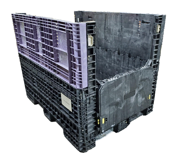 Reconditioned Buckhorn 64" x 48" x 50" Mixed Color Buckhorn/Door 48" Side Bulk Container - 2 Drop Doors - Image 3