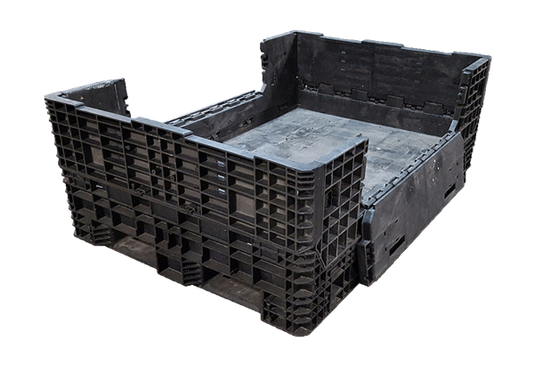 Reconditioned HPJ Industries 70" x 48" x 25" All Black 70" Side Bulk Container - 2 Drop Doors - Image 3
