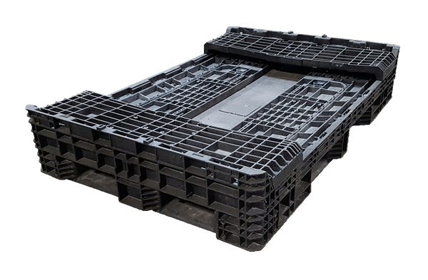 Reconditioned HPJ Industries 70" x 48" x 25" All Black 70" Side Bulk Container - 2 Drop Doors - Image 2