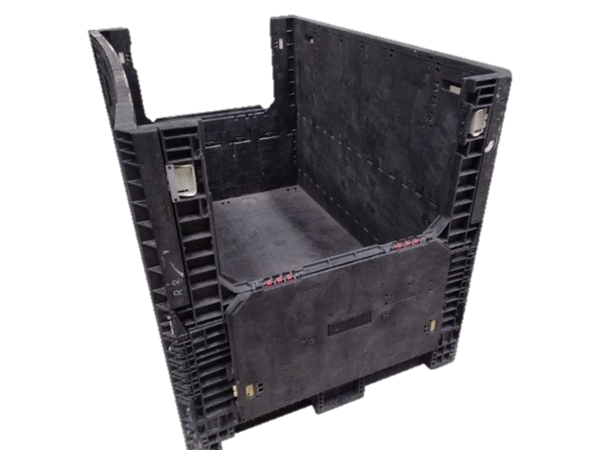 Reconditioned HPJ Industries 70" x 48" x 50" All Black Bulk Container - 2 Drop Doors - Image 3