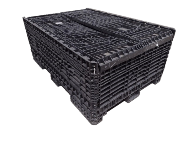 Reconditioned HPJ Industries 70" x 48" x 50" All Black Bulk Container - 2 Drop Doors - Image 2