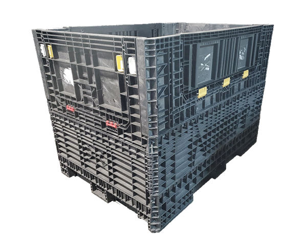 Reconditioned HPJ Industries 70" x 48" x 50" All Black Bulk Container - 4 Drop Doors