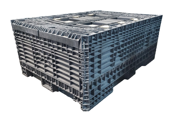 Reconditioned HPJ Industries 70" x 48" x 50" All Black Bulk Container - 4 Drop Doors - Image 2