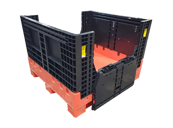 New Monoflo 45" x 48" x 34" Orange Base Black Wall Bulk Container - Image 3